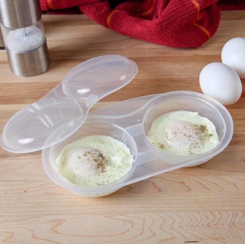 Photo 1 of 4-BRAND NEW-HOME-X MICROWAVE 2 EGG POACHER. BPA FREE, WITH LID. (4CT)