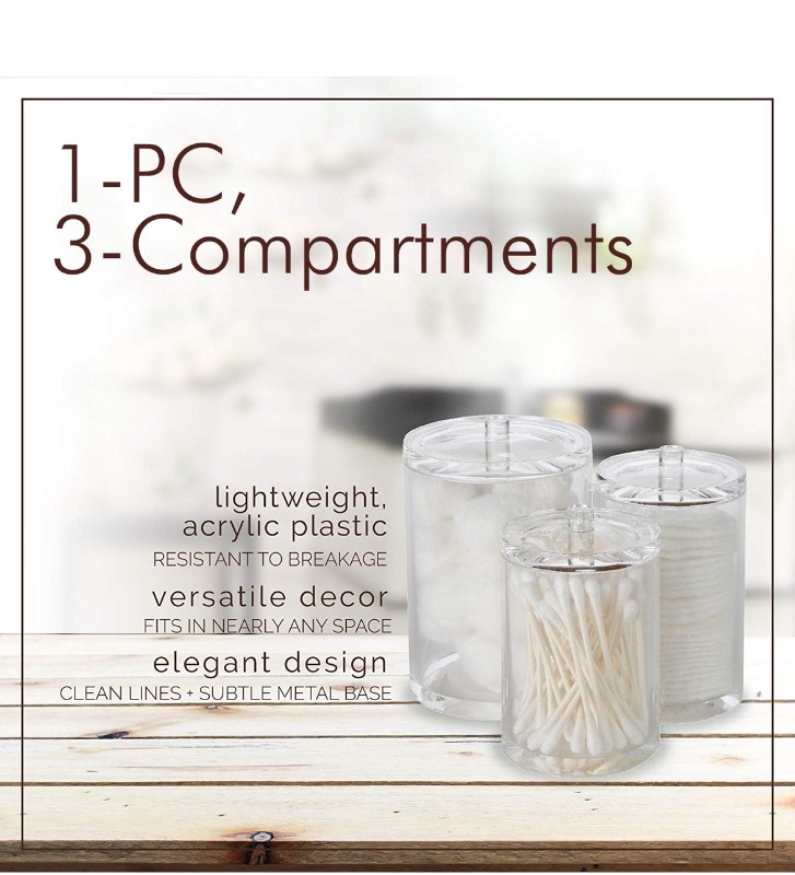 Photo 1 of CASE OF 18 ARAD 3PC ACRYLIC COTTON BALL AND SWAB HOLDER