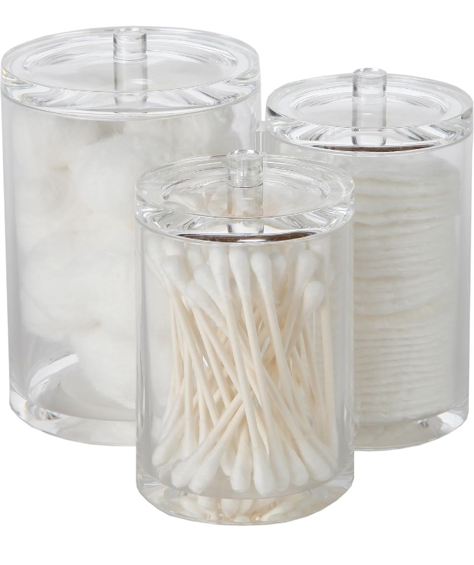 Photo 1 of CASE OF 18 ARAD 3PC ACRYLIC COTTON BALL AND SWAB HOLDER