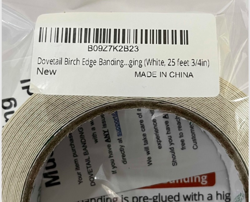 Photo 1 of CASE OF 60 DOVETAIL BIRCH WHITE VENEER IRON ON BANDING TAPE ROLLS 0.75” X 25’