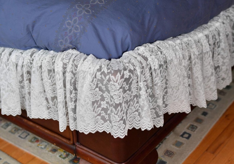 Photo 1 of CASE OF 20 HOME-X WHITE LACE SCALLOPED ELASTIC BED WRAP AROUND EASY FIT DUST RUFFLE BED SKIRT QUEEN/KING