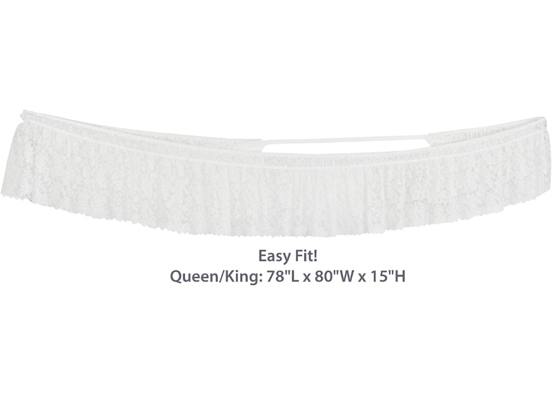 Photo 1 of CASE OF 20 HOME-X WHITE LACE SCALLOPED ELASTIC BED WRAP AROUND EASY FIT DUST RUFFLE BED SKIRT QUEEN/KING