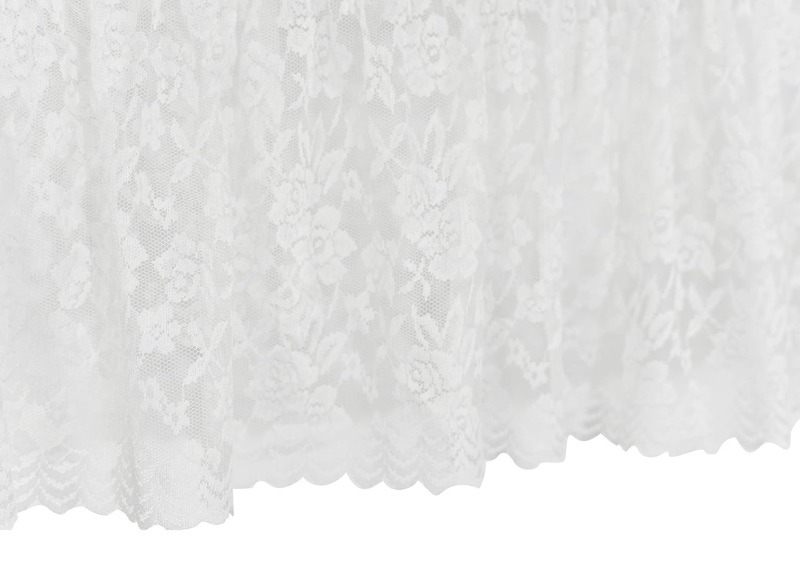 Photo 1 of CASE OF 20 HOME-X WHITE LACE SCALLOPED ELASTIC BED WRAP AROUND EASY FIT DUST RUFFLE BED SKIRT QUEEN/KING
