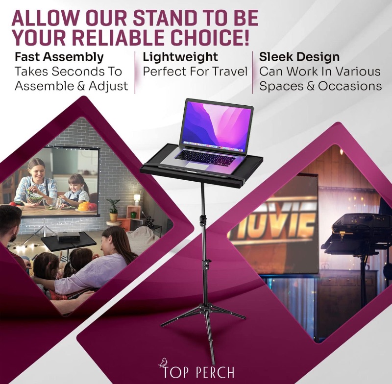 Photo 1 of CASE OF 5 TOP PERCH PORTABLE PROJECTOR STAND LAPTOP TRIPOD STAND WITH ADJUSTABLE HEIGHTS 18.5”, 29.5”, 42.5” AND HOLD 6.5LBS