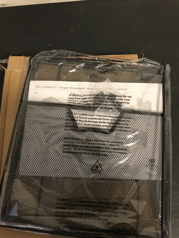 Photo 1 of Simple Houseware Mesh Hanging File Organizer, Black