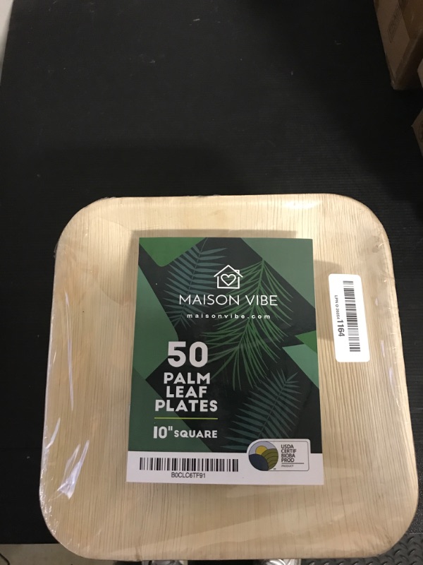 Photo 2 of 10" Square Palm Leaf Plates (50 Pack) - Sturdy high end disposable plates for any occasion. Better than bamboo plates and perfect for BBQs or Weddings they're party plates for any time. USDA Certified