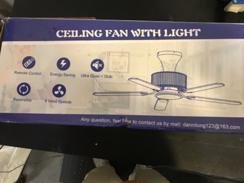 Photo 1 of Surtime 44 Inch Low Profile Ceiling Fans with Lights and APP&Remote Control,Farmhouse Flush Mount Ceiling Fan for Indoor/Outdoor,3 Colors Dimmable,5 Reversible Double-Sided Blades(White)