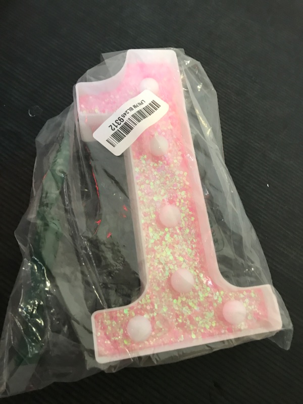 Photo 1 of Pooqla Marquee Numbers Lights, light up Numbers Battery Powered, Glitter Lighted Numbers for Birthday Party, Shiny LED Numbers for Christmas Wedding Home Bar Decoration, Pink Number 1