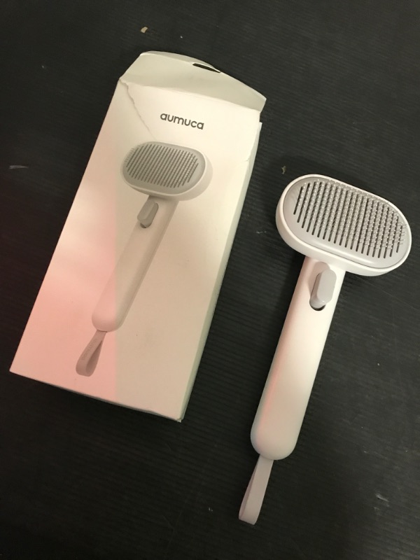 Photo 1 of aumuca Cat Brush for Shedding, Cat Brushes for Indoor Cats, Cat Brush for Long or Short Haired Cats, Cat Hair Brush Cat Grooming Deshedding Brush for Dog Kitten Rabbit Massage Removes Loose Fur, White