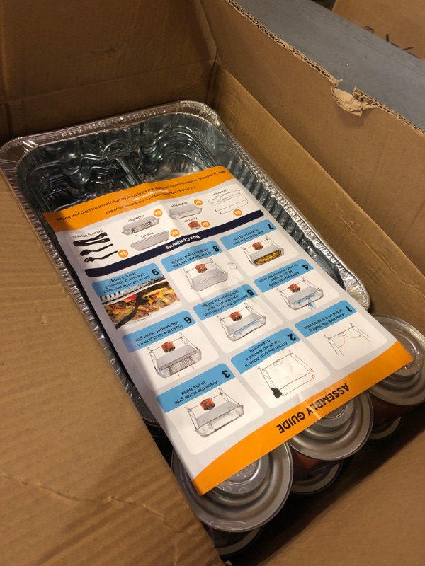 Photo 1 of Disposable Chafing Dish Buffet Set, Foldable Rack for Storage Convenience, 6 Half Size Pans (9x13) Food Warmers for Parties & BBQ's, Catering Buffet Servers and Warmers Set for Indoor/Outdoor Events