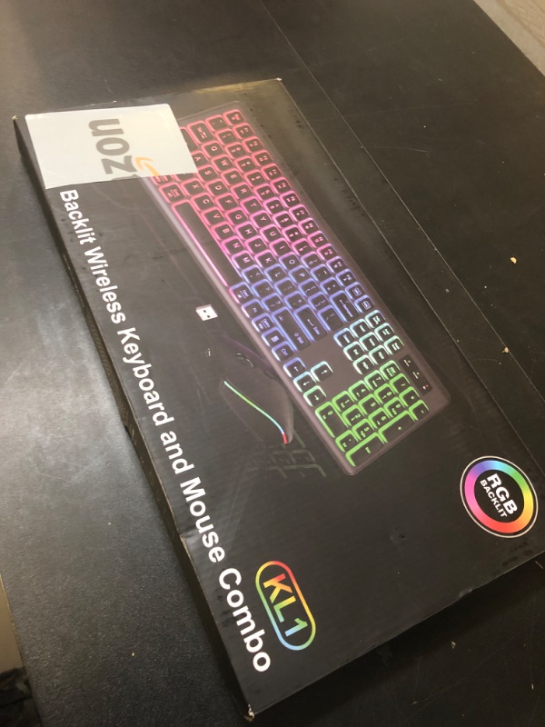 Photo 1 of Wireless Keyboard and Mouse Combo - RGB Backlit, Rechargeable & Light Up Letters, Full-Size, Ergonomic Tilt Angle, Sleep Mode, 2.4GHz Quiet Keyboard Mouse for Mac, Windows, Laptop, PC, Trueque, Rose