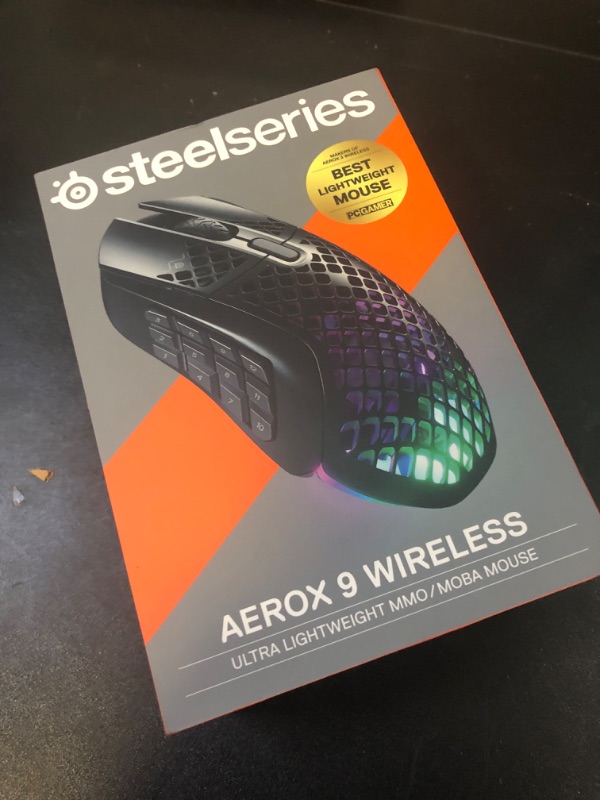 Photo 2 of Aerox 9 Wireless Ultra Lightweight Honeycomb Water Resistant RGB Optical Gaming Mouse With 18 Programmable Buttons