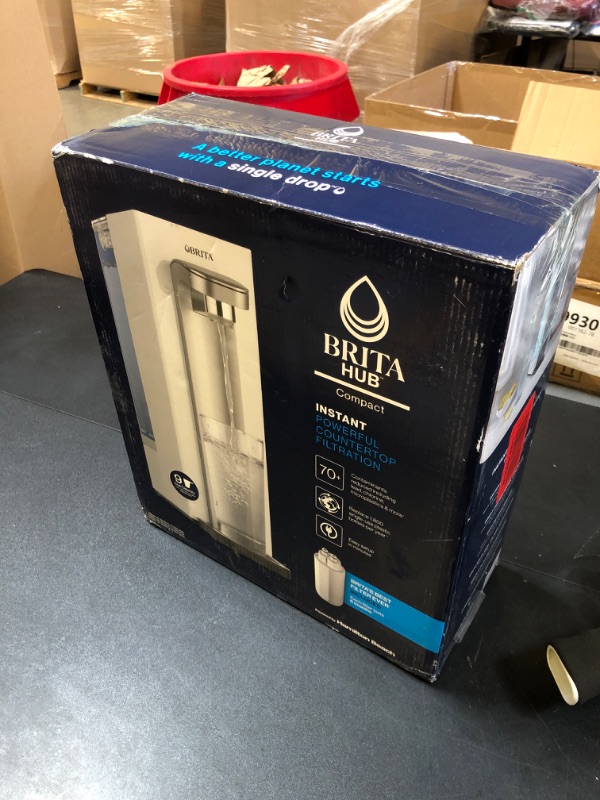 Photo 2 of Brita Hub Compact Instant Powerful Countertop Water Filter System, Reduces 70+ Contaminants, 9 Cup Water Reservoir, Includes 6 Month Carbon Block Filter, White, 87344