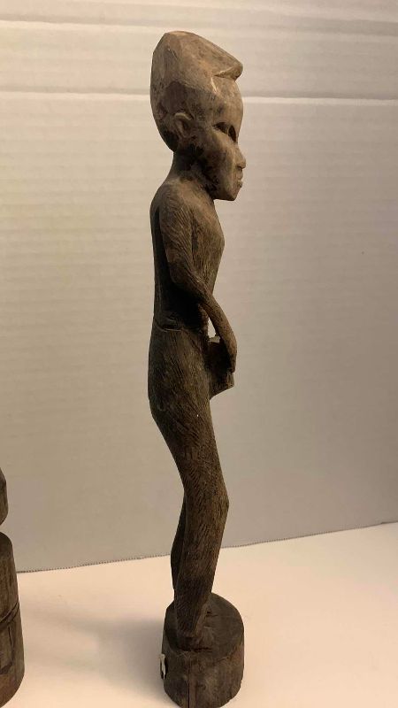 Photo 1 of ANTIQUE AFRICAN TRIBAL WOODEN HAND MADE CARVING 14” TALL