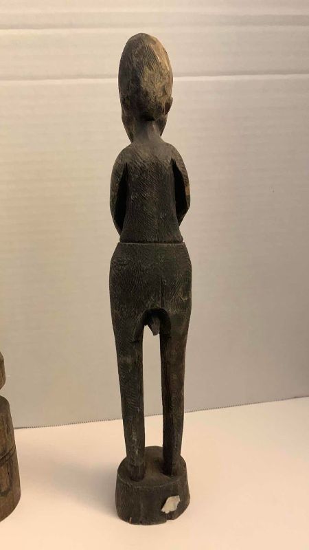 Photo 1 of ANTIQUE AFRICAN TRIBAL WOODEN HAND MADE CARVING 14” TALL