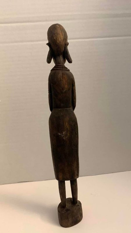 Photo 1 of ANTIQUE AFRICAN TRIBAL WOODEN HAND MADE CARVING 14” TALL