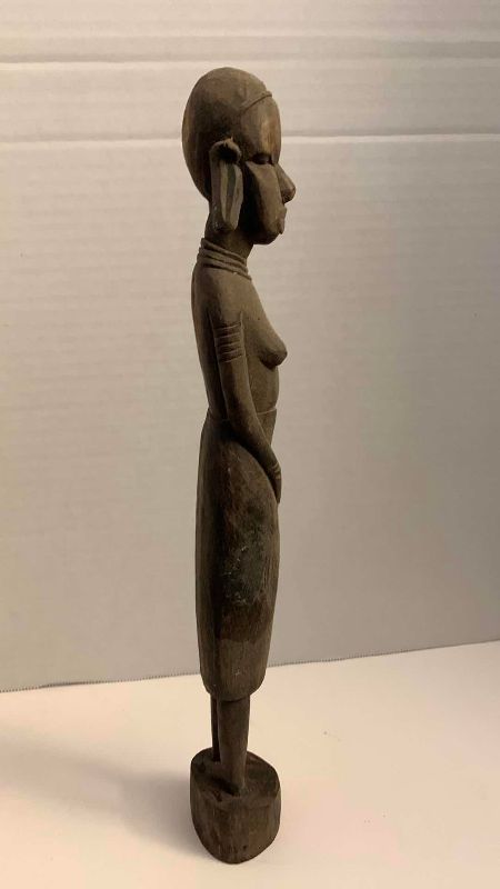 Photo 1 of ANTIQUE AFRICAN TRIBAL WOODEN HAND MADE CARVING 14” TALL