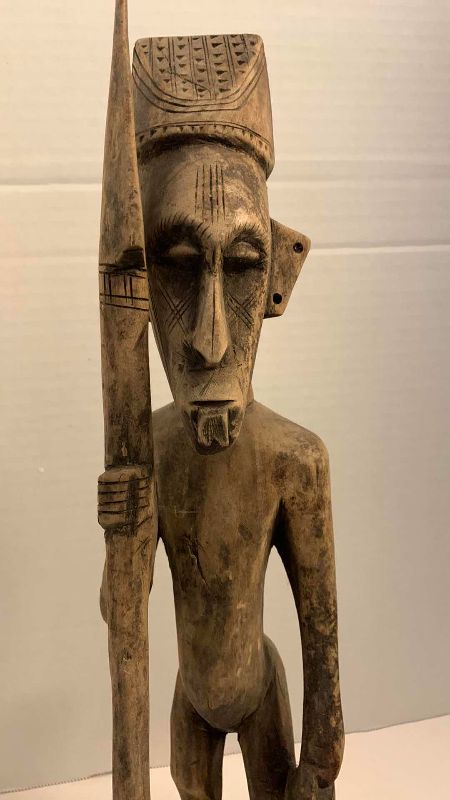 Photo 1 of ANTIQUE AFRICAN TRIBAL WOODEN HAND MADE CARVING 17” TALL