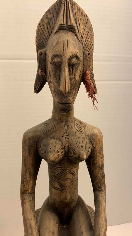 Photo 1 of ANTIQUE AFRICAN TRIBAL WOODEN HAND MADE CARVING 17” TALL