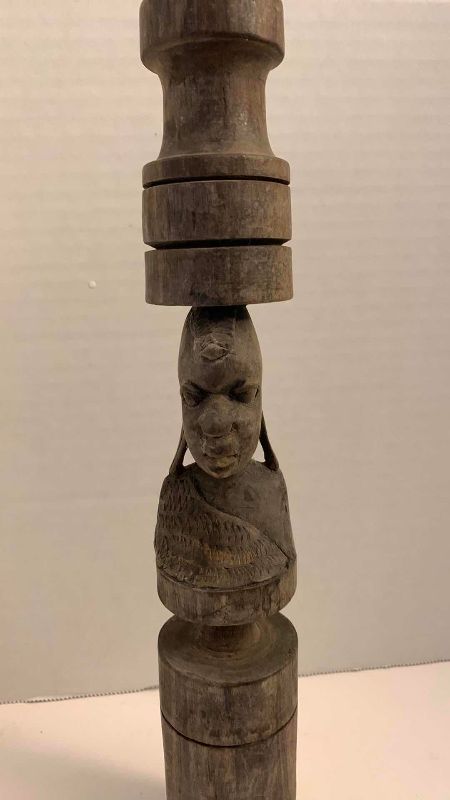 Photo 1 of ANTIQUE AFRICAN TRIBAL WOODEN HAND MADE CARVING 12” TALL