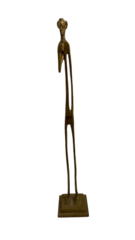 Photo 1 of VINTAGE AFRICAN BRASS SHEPHERD FIGURE 16” TALL