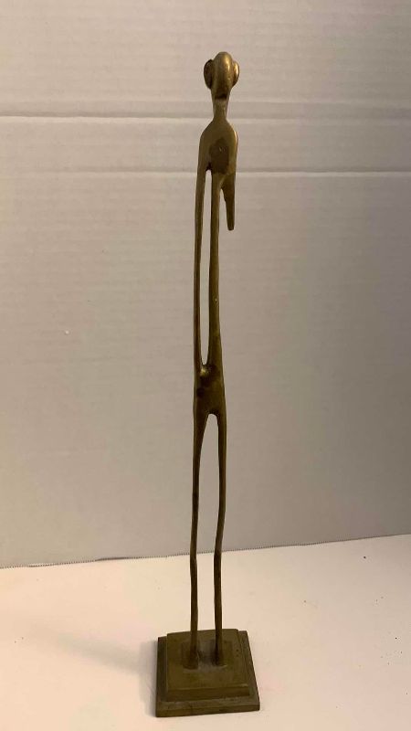Photo 1 of VINTAGE AFRICAN BRASS SHEPHERD FIGURE 16” TALL