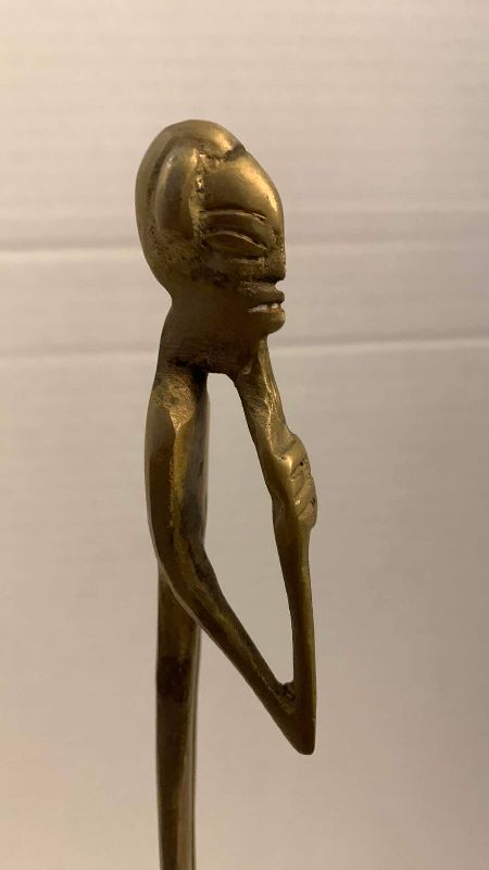 Photo 1 of VINTAGE AFRICAN BRASS SHEPHERD FIGURE 16” TALL