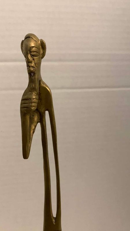 Photo 1 of VINTAGE AFRICAN BRASS SHEPHERD FIGURE 16” TALL