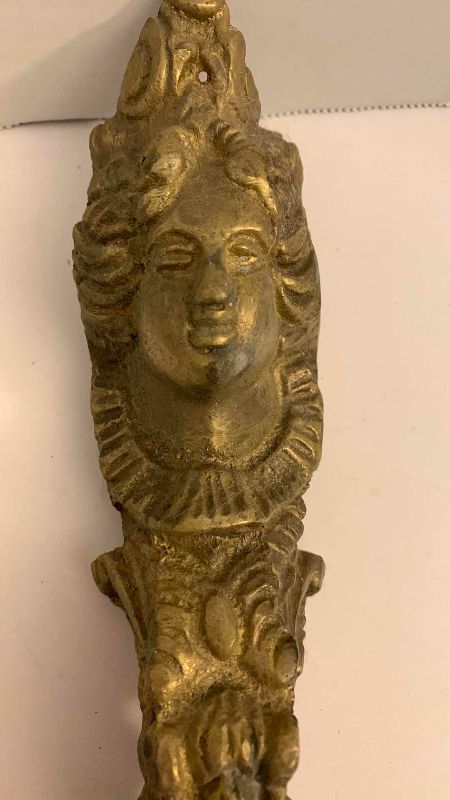 Photo 1 of ANTIQUE BRASS WOMAN DOOR HANDLE 10.5” TALL