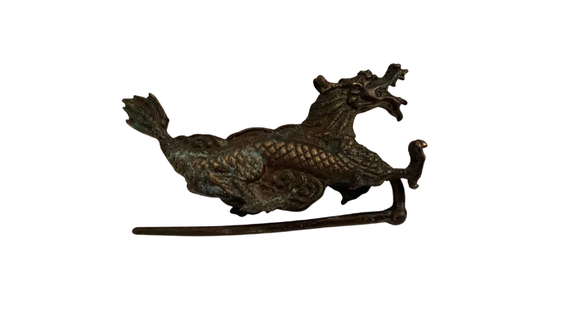 Photo 1 of ANTIQUE BRASS DRAGON LOCK WITH KEY 4” LONG