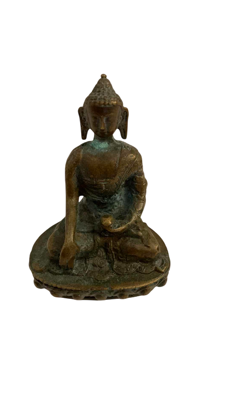 Photo 1 of ANTIQUE TIBETAN BRONZE BUDDHA FIGURE 2.75” TALL