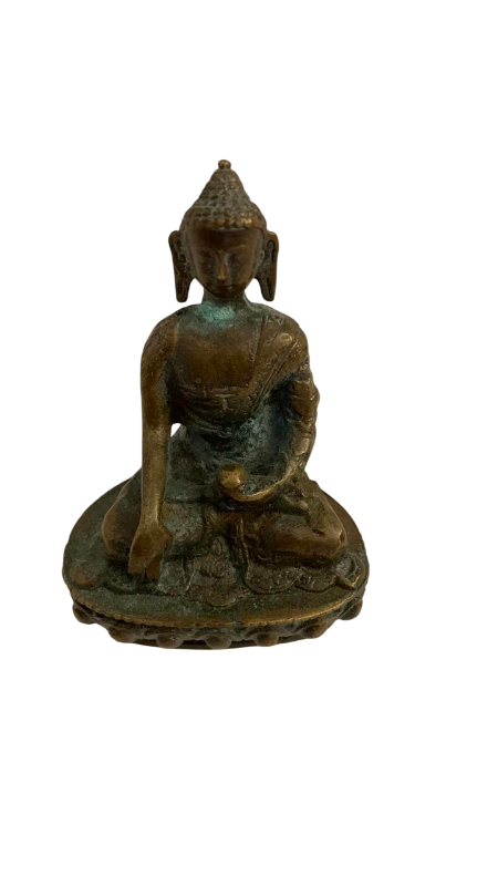 Photo 1 of ANTIQUE TIBETAN BRONZE BUDDHA FIGURE 2.75” TALL