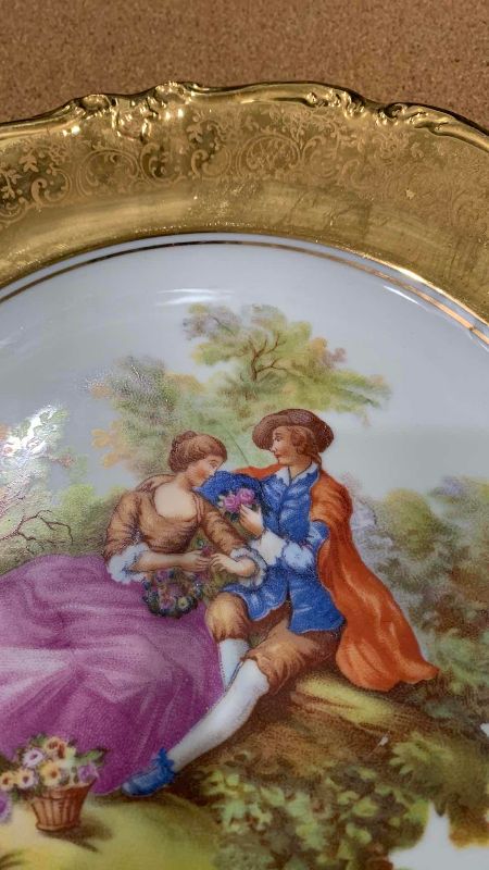 Photo 1 of LIMOGES PORCELAIN PLATE “FRAGONARD COURTING COUPLE”