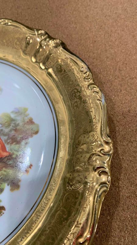 Photo 1 of LIMOGES PORCELAIN PLATE “FRAGONARD COURTING COUPLE”