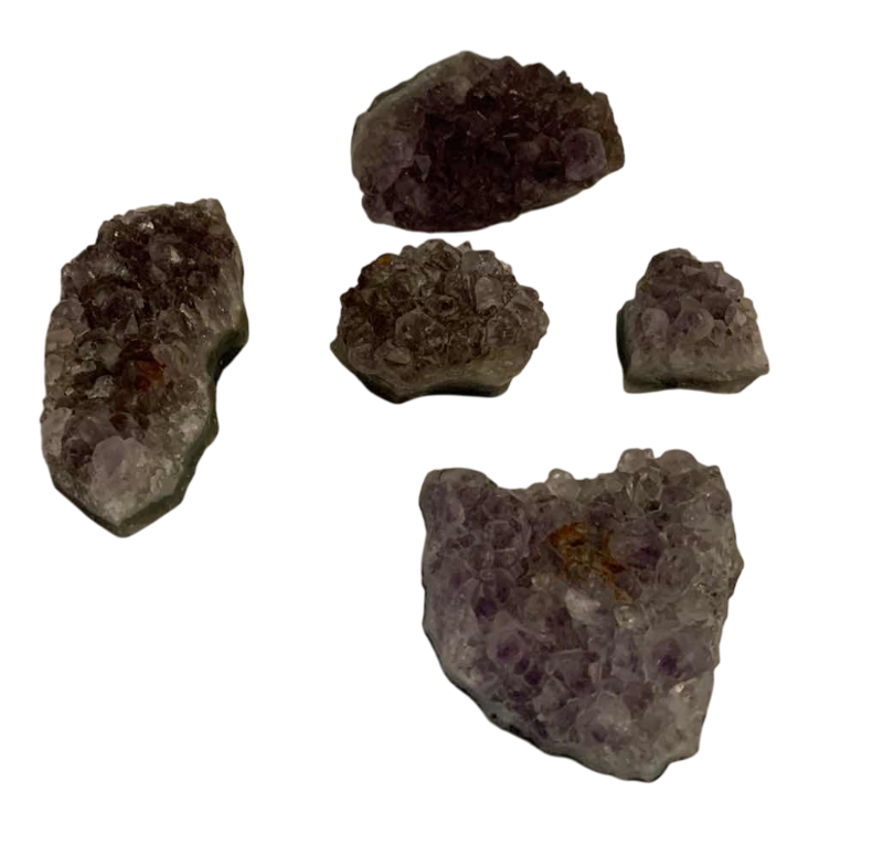 Photo 1 of 5-AMETHYST QUARTZ CRYSTAL CLUSTER POINTS LARGEST IS 3 1/2” WIDE