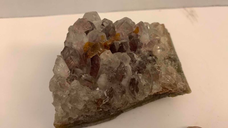 Photo 1 of AMETHYST QUARTZ CRYSTAL CLUSTER POINTS 3” WIDE AND FOSSIL CLAM SEASHELLS