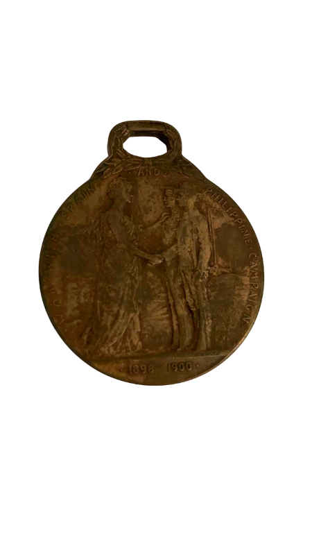 Photo 1 of ANTIQUE BRONZE MEDAL COMMEMORATING PHILIPPINE CAMPAIGN DURING THE SPANISH-AMERICAN WAR 1898-1900