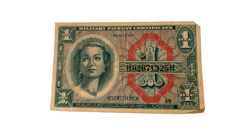 Photo 1 of VINTAGE 1964 ONE DOLLAR UNITED STATES MILITARY PAYMENT CERTIFICATE SERIES 611