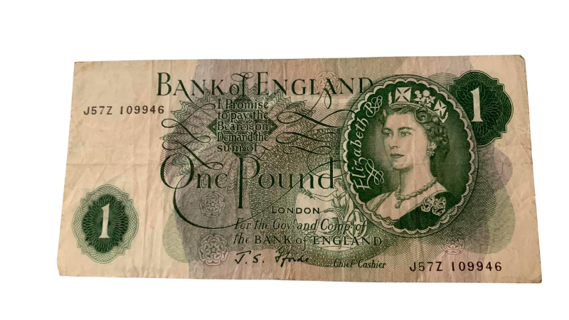 Photo 1 of VINTAGE 1962-1966 ONE POUND ENGLAND BANK NOTE