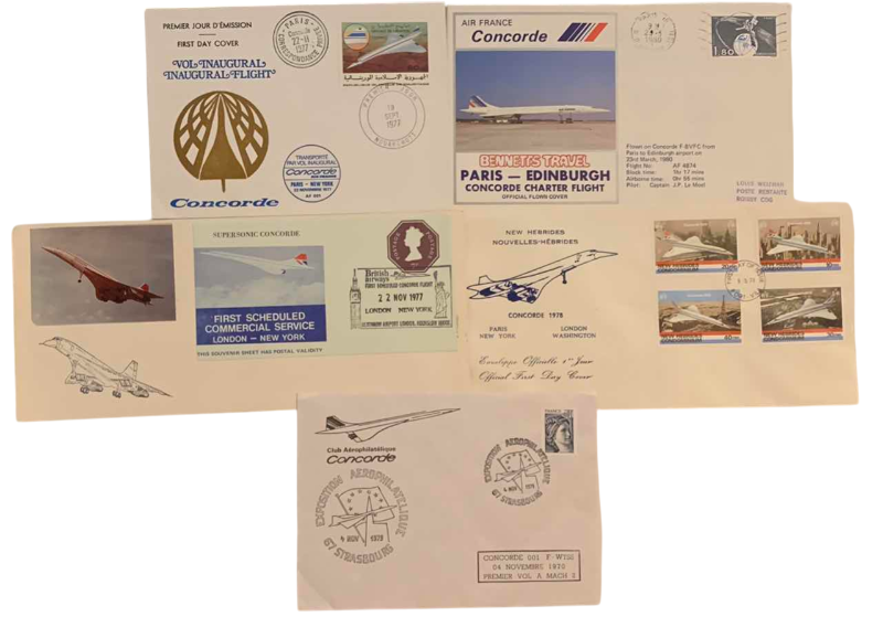 Photo 1 of 1977-1980 CONCORDE INAUGURAL FLIGHTS COMMEMORATIVE STAMPS
