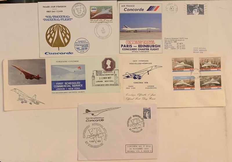 Photo 1 of 1977-1980 CONCORDE INAUGURAL FLIGHTS COMMEMORATIVE STAMPS