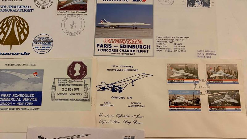 Photo 1 of 1977-1980 CONCORDE INAUGURAL FLIGHTS COMMEMORATIVE STAMPS