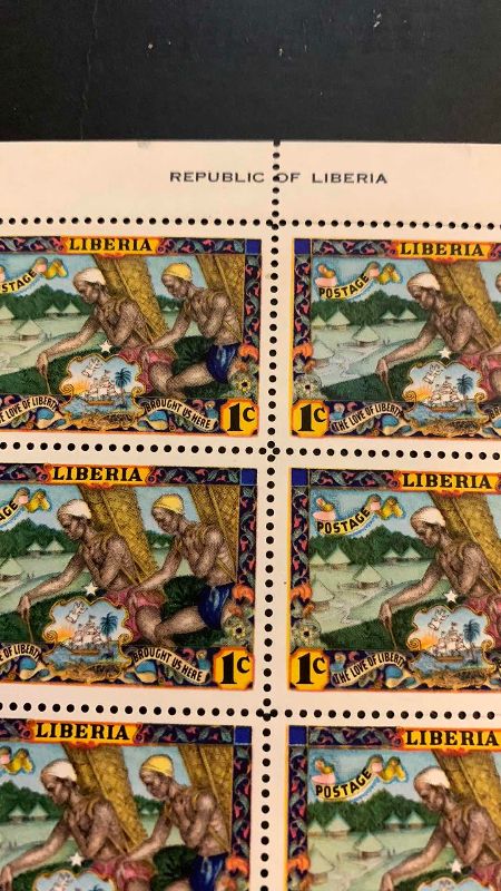 Photo 1 of VINTAGE 1949 ONE CENT LIBERIA COMPLETE SHEET SIGNED BY ARTIST ARTHUR SZYK