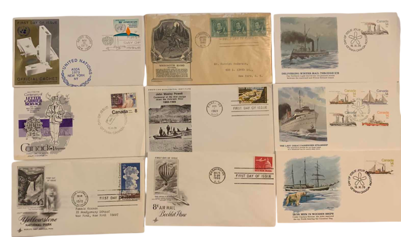 Photo 1 of 9-VINTAGE 1940-1978 UNITED NATIONS FIRST DAY ISSUE STAMPS