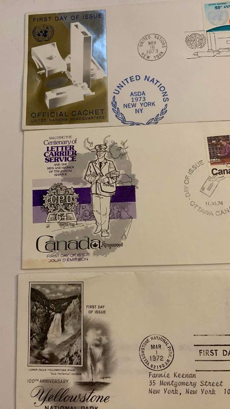 Photo 1 of 9-VINTAGE 1940-1978 UNITED NATIONS FIRST DAY ISSUE STAMPS