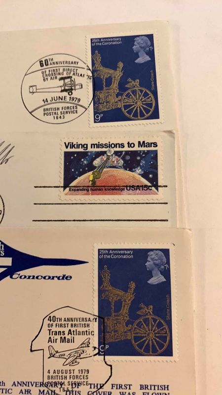 Photo 1 of 1979 CONCORDE ANNIVERSARY FLIGHT SIGNED BY CREW AND AN ANGUILLA PLANE STAMP SHEET