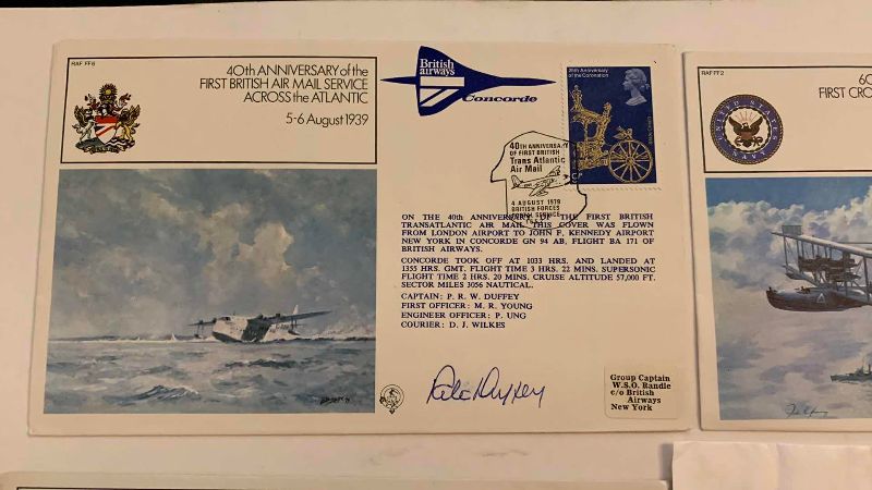 Photo 1 of 1979 CONCORDE ANNIVERSARY FLIGHT SIGNED BY CREW AND AN ANGUILLA PLANE STAMP SHEET
