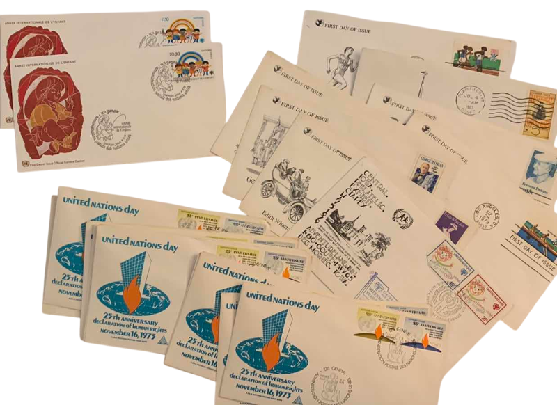 Photo 1 of VINTAGE 1973-1979 UNITED NATIONS COMMEMORATIVE STAMPED ENVELOPES