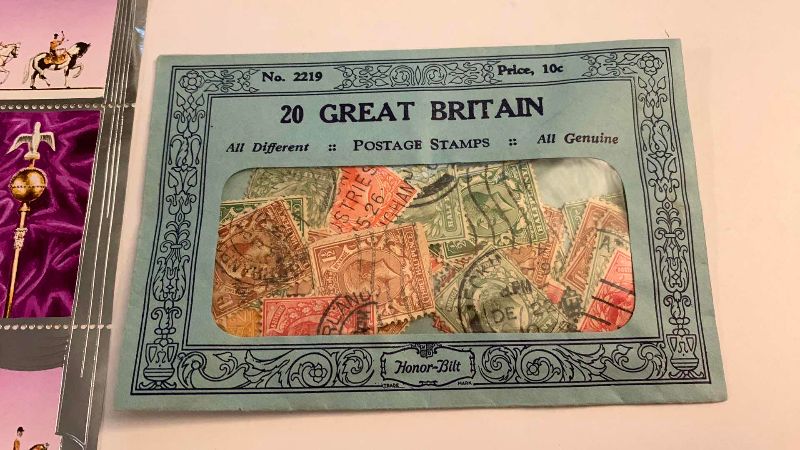 Photo 1 of QUEEN ELIZABETH COMMEMORATIVE STAMPS AND VINTAGE ENGLISH STAMPS
