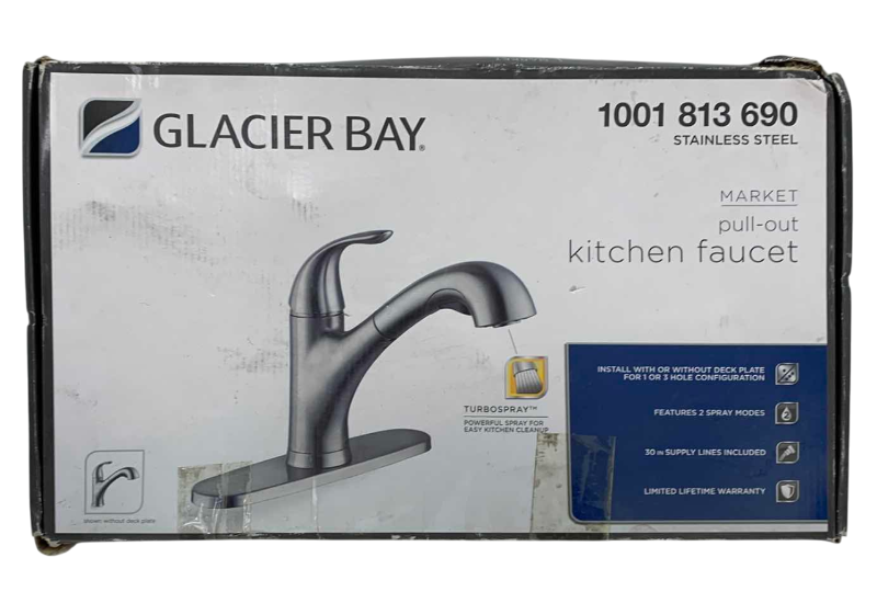 Photo 1 of GLACIER BAY STAINLESS STEEL MARKET PULL-OUT KITCHEN FAUCET MODEL 1001 813 690